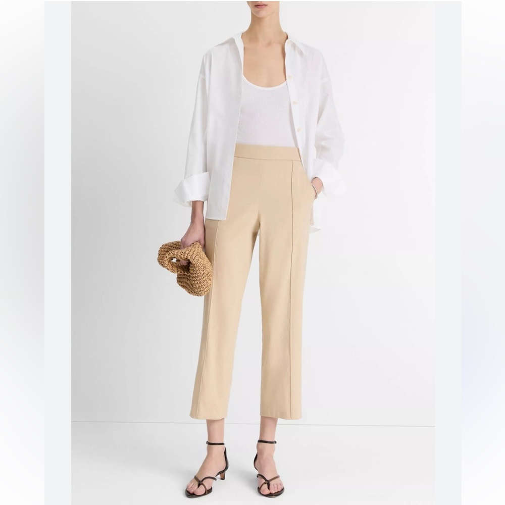 Vince Tapered Pull On Elastic Beige Ankle Pants sz XXXL